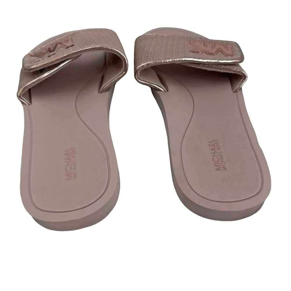 MICHAEL KORS Women's PALMER Mesh Rosegold Slide Sandal Size‎ 11 M Comfort